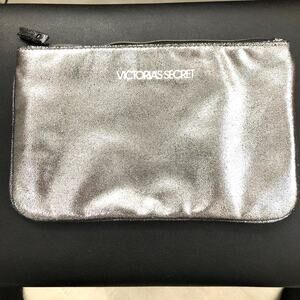 NWOT Victorias Secret silver and black metallic make up bag pouch